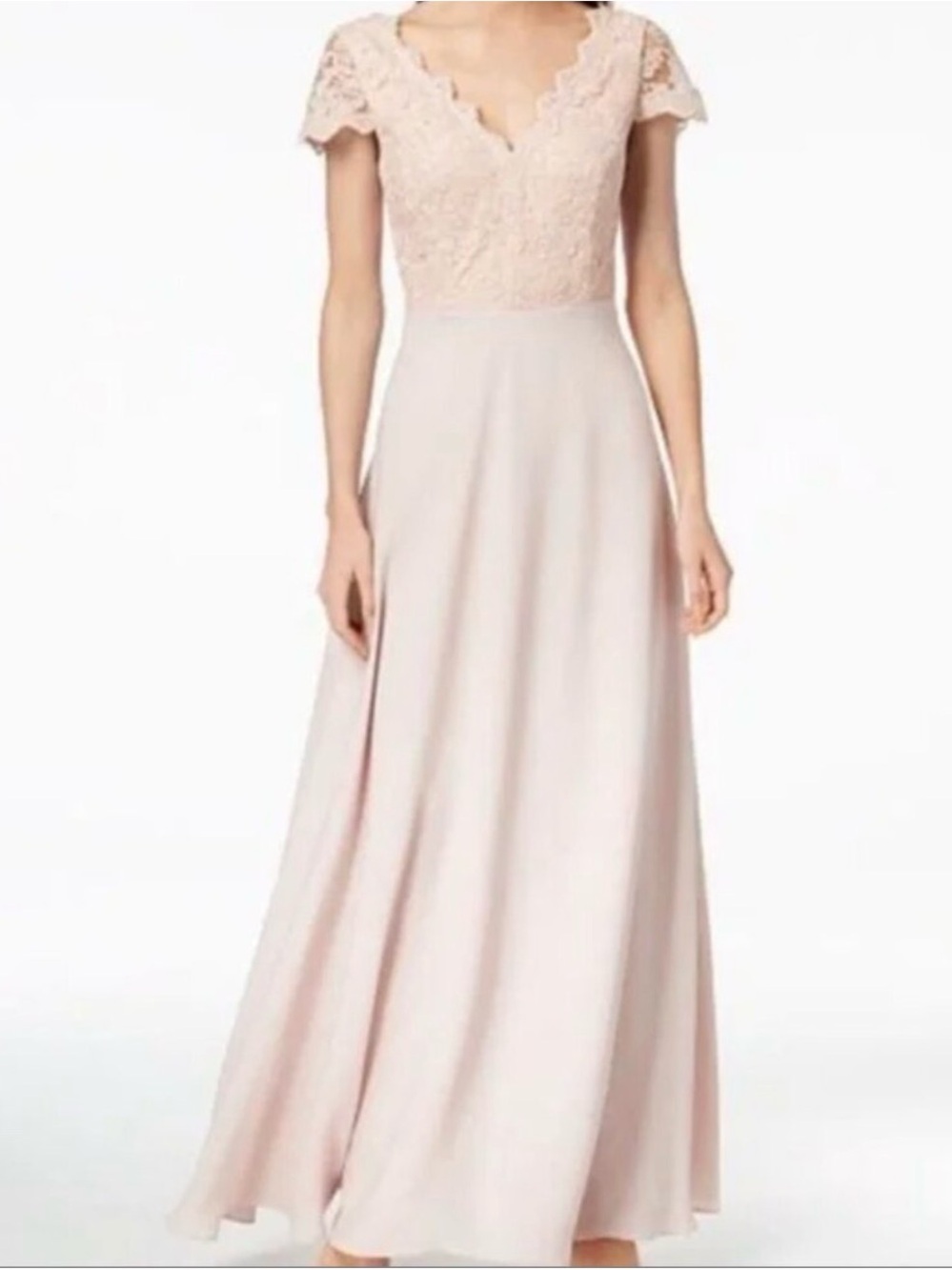 Calvin Klein Lace Bodice Maxi Dress in Light Blush